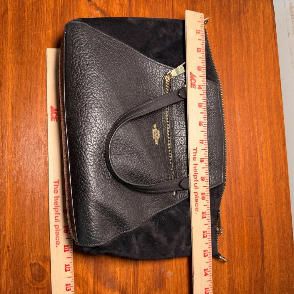 Coach Prairie Satchel Black Pebbled Leather Suede Gold F79999 Broken Zipper